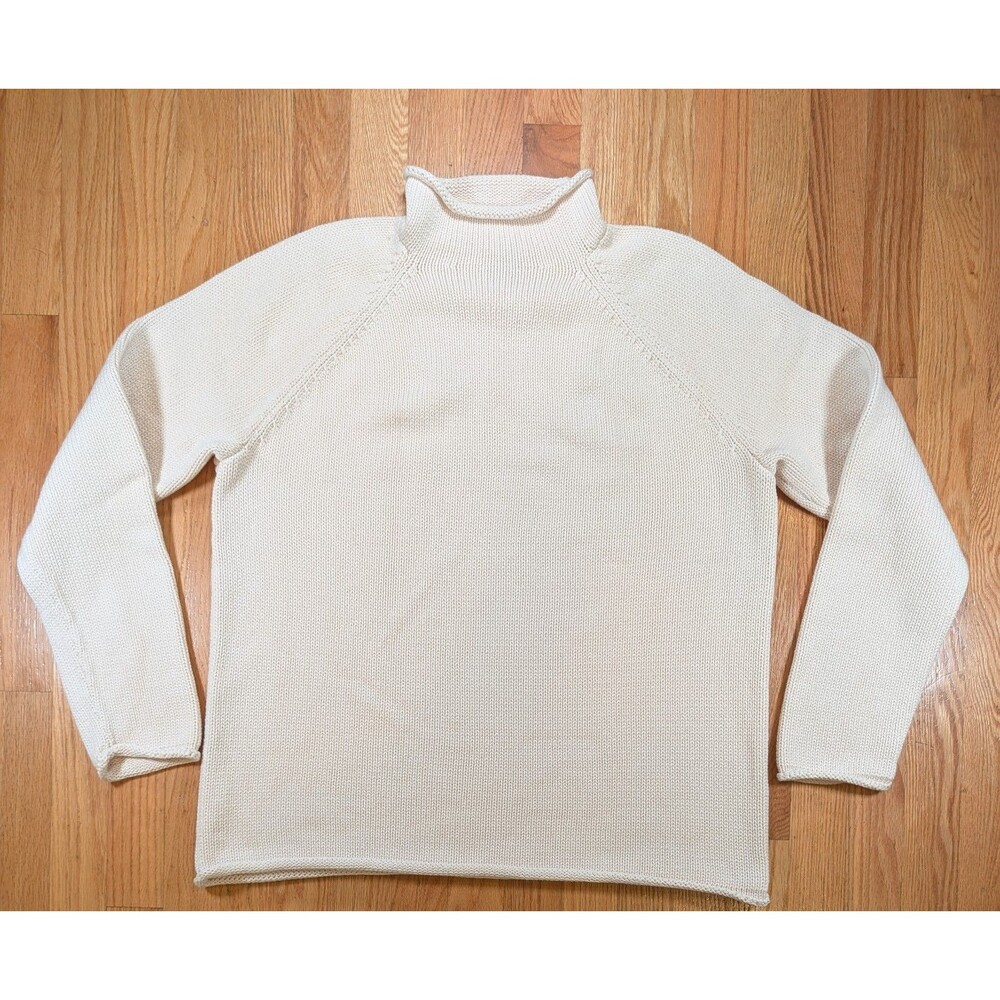 J.Crew 1988 Rollneck Sweater Men's Medium Cotton Mountain White BW186 Oarsman